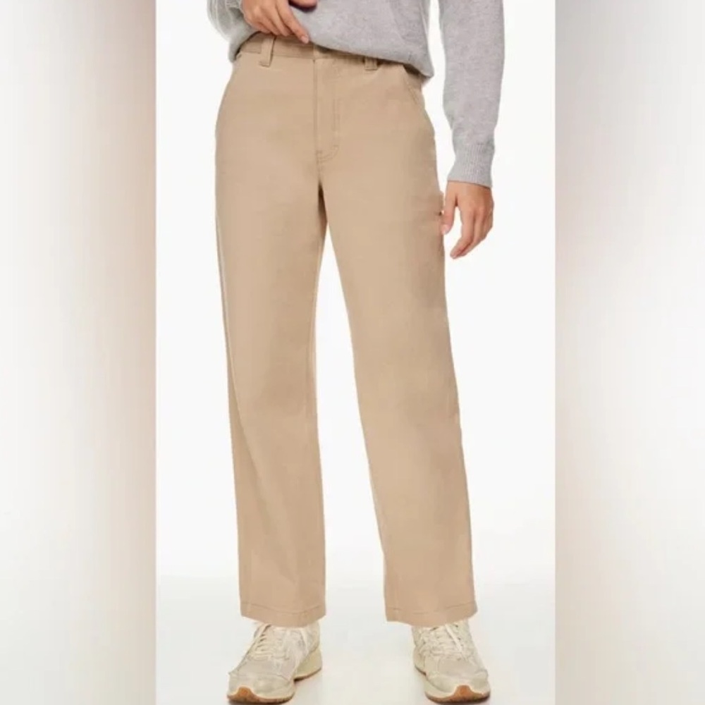 Aritzia TNA Khaki Denim Trouser High Waisted Jean Neutral Women's Size 4